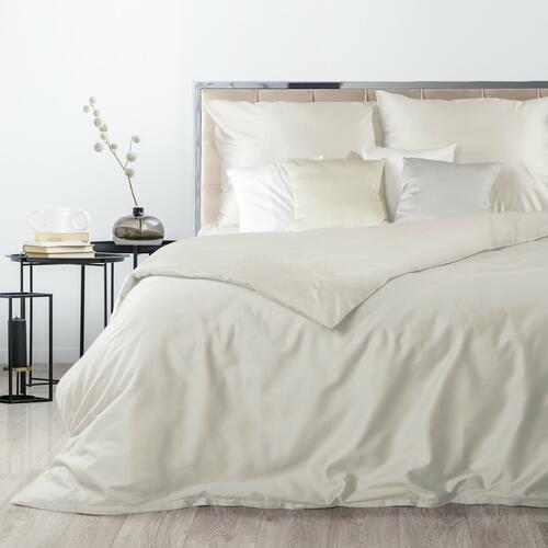 Jednofarebné krémové obliečky na posteľ zo saténovej bavlny - Nova 3, prikrývka 140 x 200 cm + vankúš 70 x 90 cm, ZA-400060
